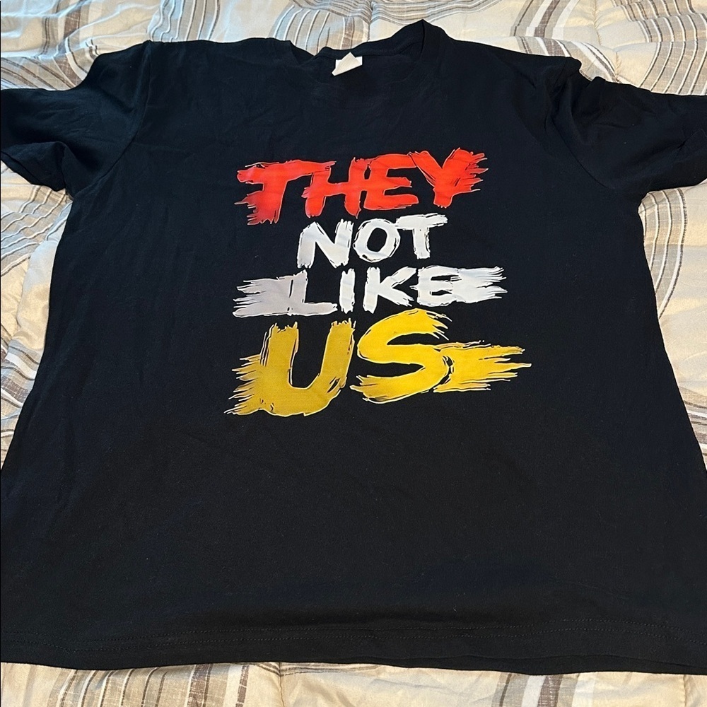 Brand New Black Graphic Tee with Bold Text (They Not Like Us)